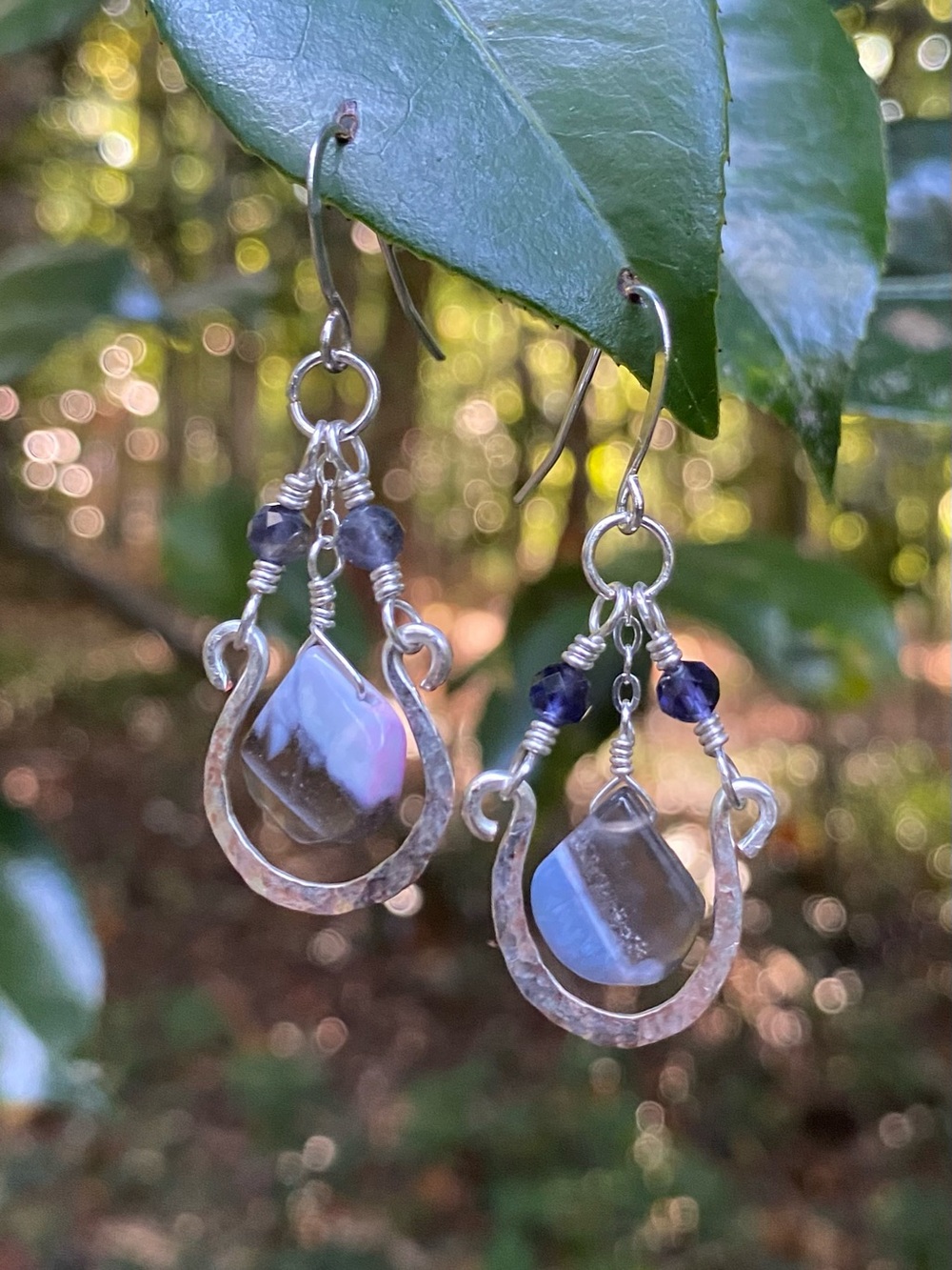 Blue Boulder Opal Drop Earrings